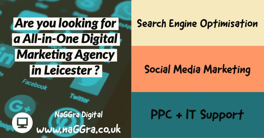 Banner showing Leicester SEO, Social media, PPC and IT support services